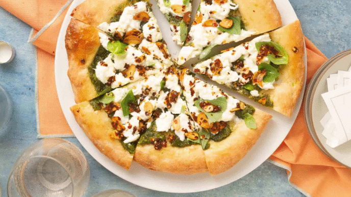 Burrata and Pesto Pizza – Creamy, Herbaceous, and Irresistible Slice