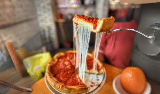 Lou Malnati’s storefront in Washington, D.C. featuring iconic deep-dish branding