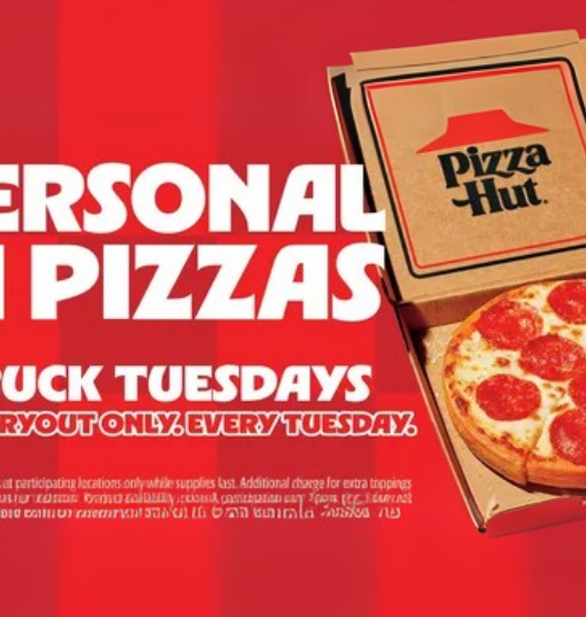 Pizza Hut $2 Tuesday deal pepperoni pizza box