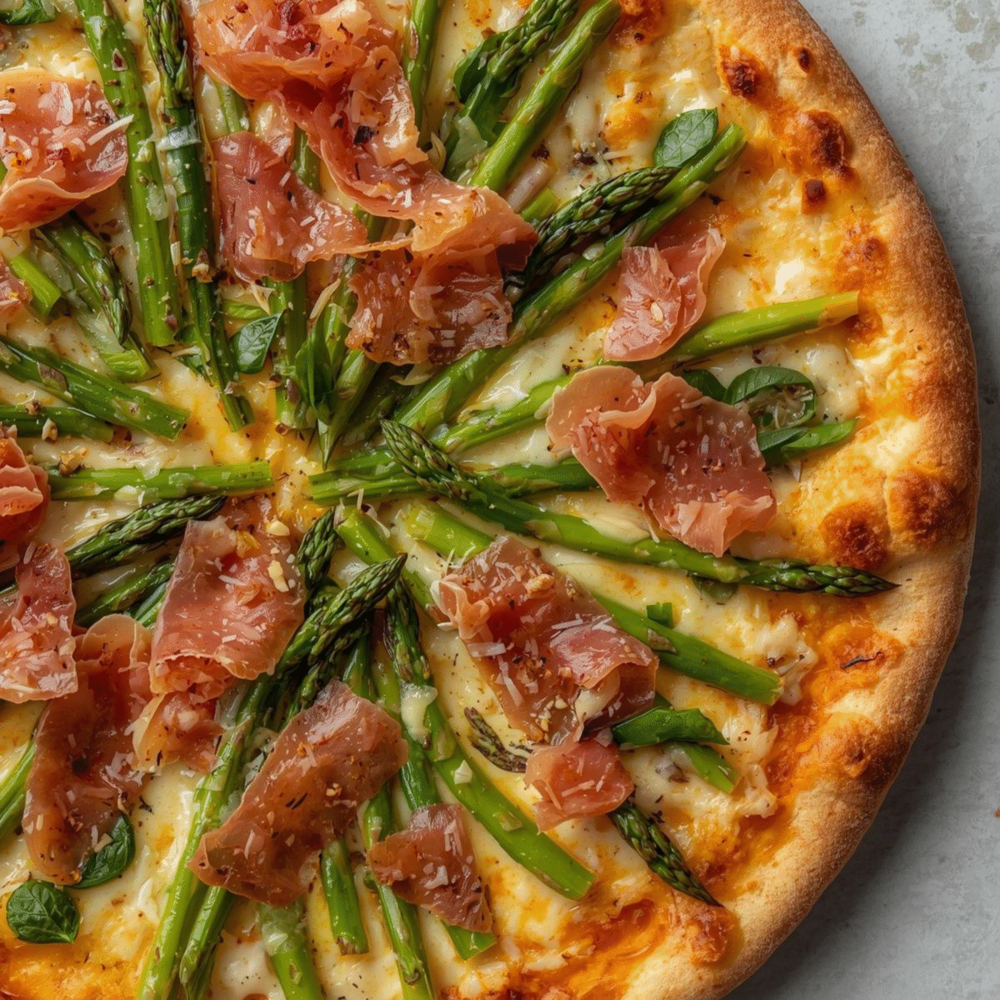 Asparagus & Prosciutto with Truffle Oil pizza