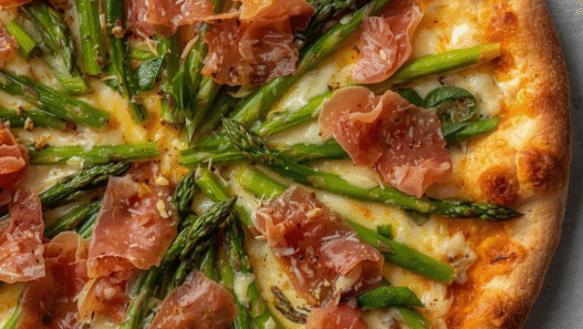 Asparagus & Prosciutto with Truffle Oil pizza