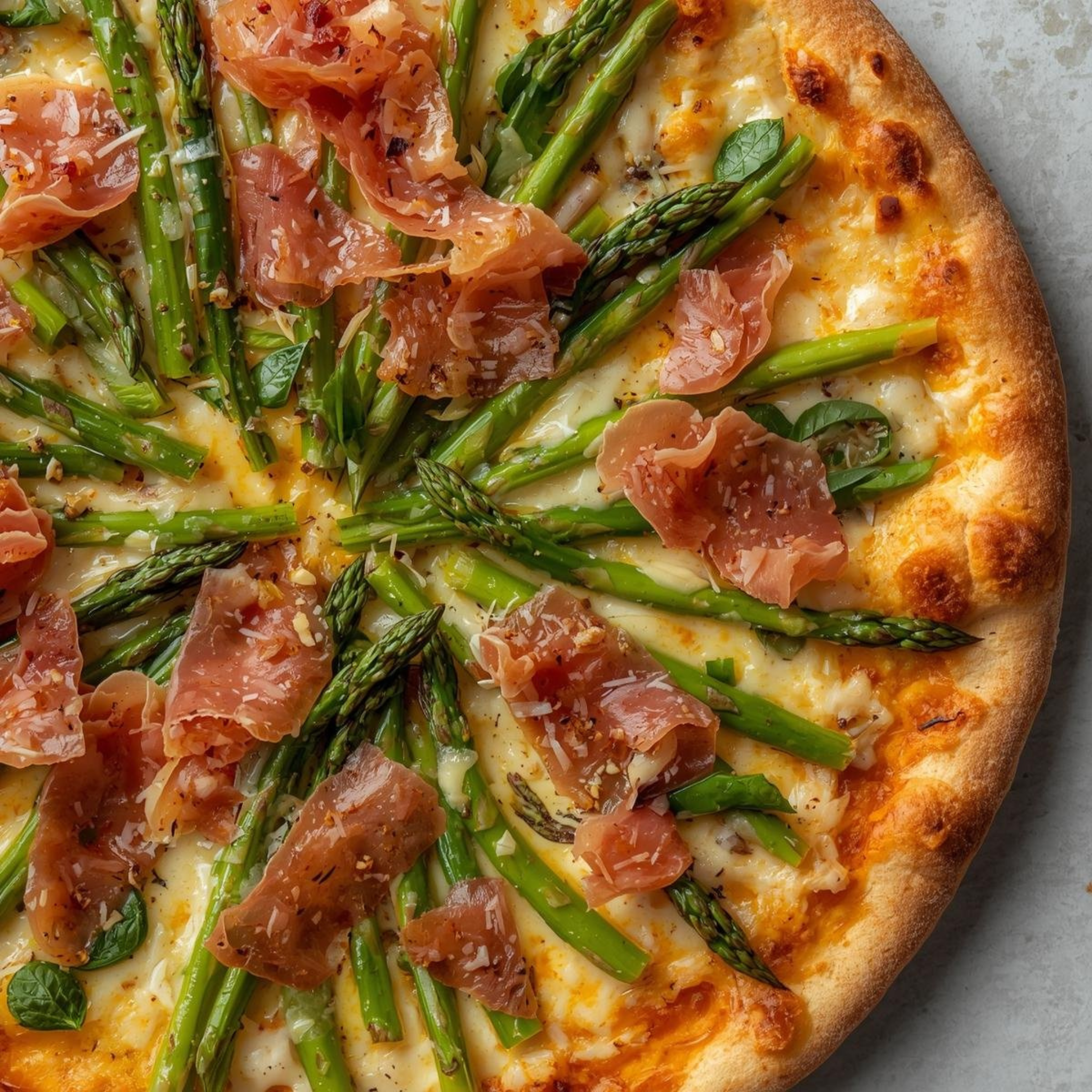 Asparagus & Prosciutto with Truffle Oil pizza