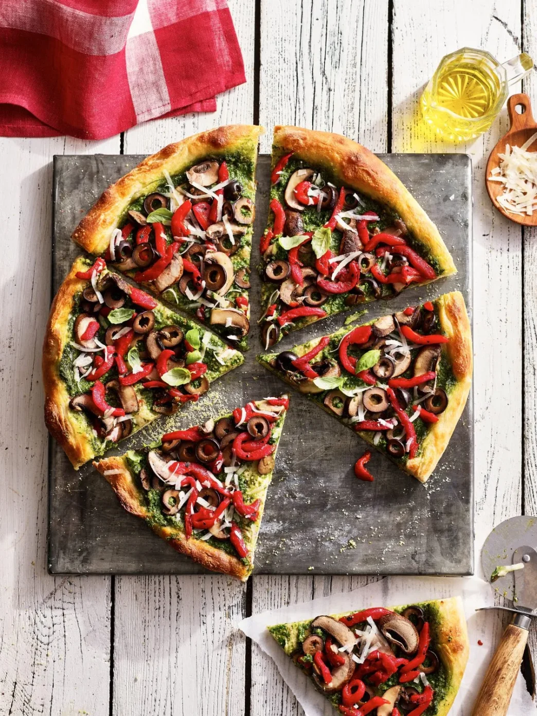 Roasted Red Pepper & Walnut Pesto Pizza