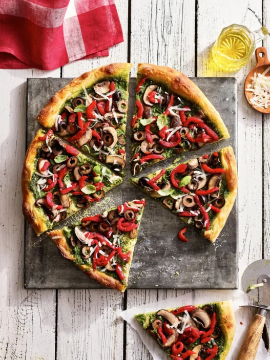 Roasted Red Pepper & Walnut Pesto Pizza